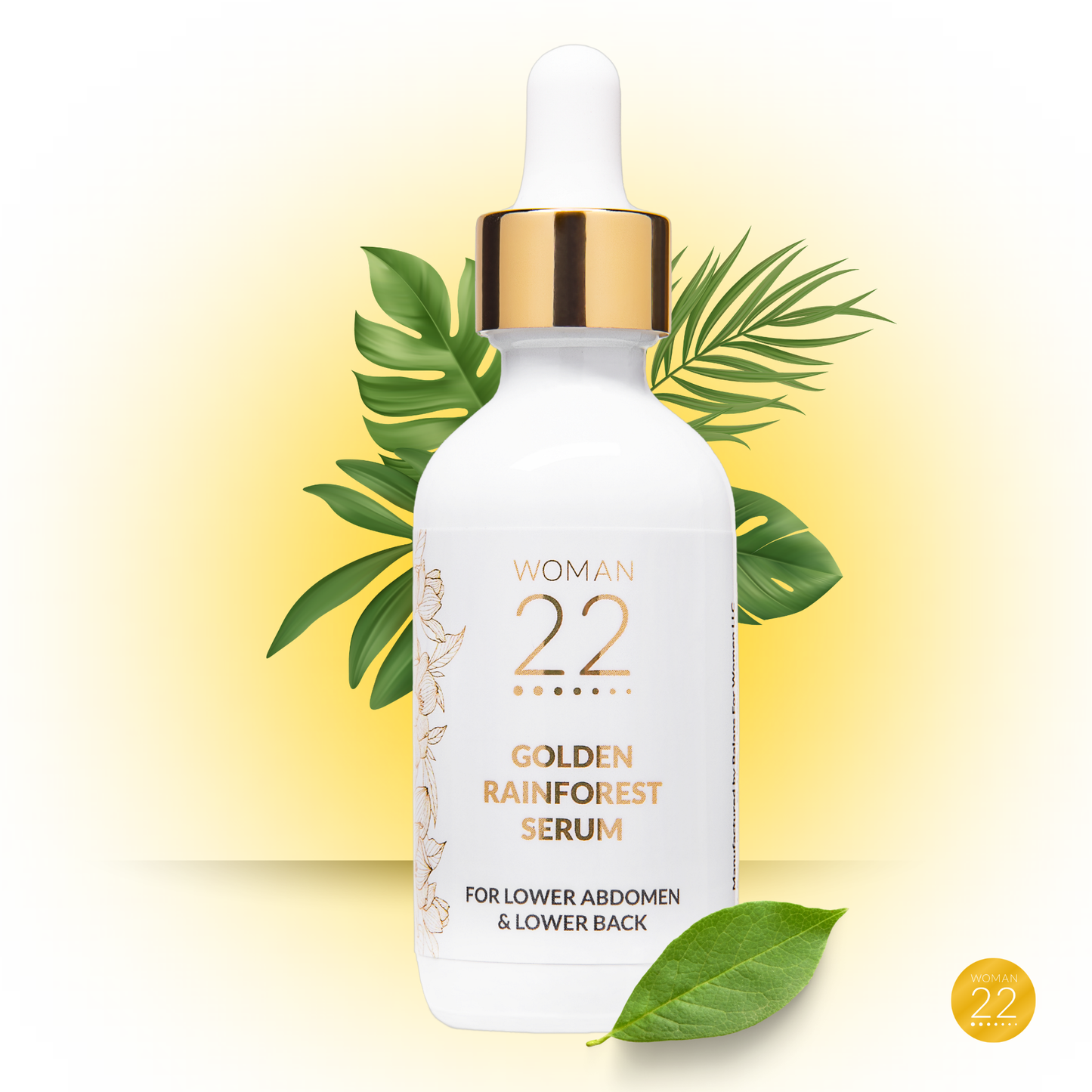 Woman 22 Golden Rainforest Serum – 100% natural topical soothing serum with rainforest botanicals, free from harsh additives, for women's wellness